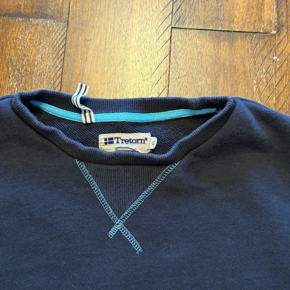 Tretorn Sweatshirt XL Blue Crewneck Pocket Elbow Patches - Picture 5 of 9